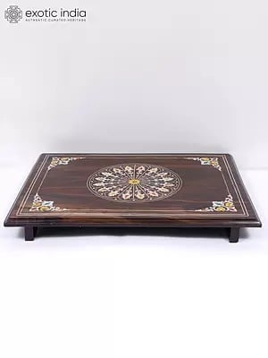 24" Designer Wooden Chowki/Pedestal with Inlay Work