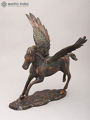 17"  Brass Pegasus – Decorative Mythical Horse Sculpture | Home Decor