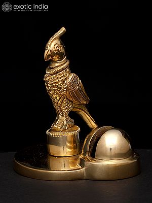 4" Small Brass Parrot Statue with Card Holder | Table Piece