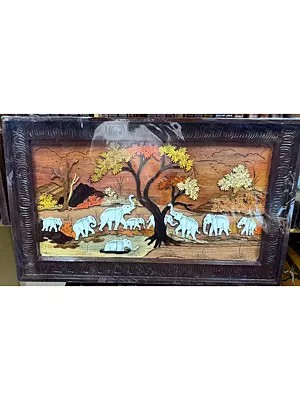 30" Beautiful Village Scence | Rosewood panel Painting