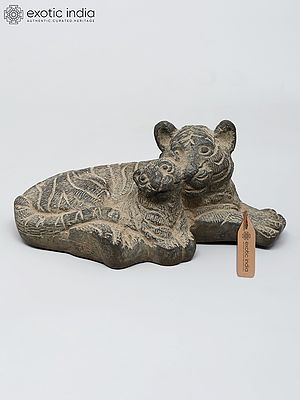 5" Decorative Tiger with Cub | Table Decor | Small Brass Statue