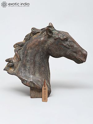 8" Decorative Horse Head Statue in Brass | Table Decor
