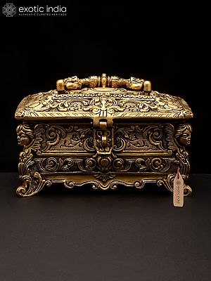 8" Brass Designer Jewelry Box | Handmade | Made In India