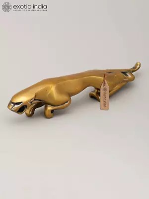 7" Jaguar Showpiece | Brass Statue | Table Decor
