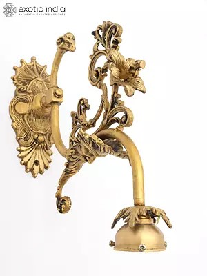 13" Stylish Brass Wall Lamp Bracket - Ornate Floral & Animal Design | Home Decor