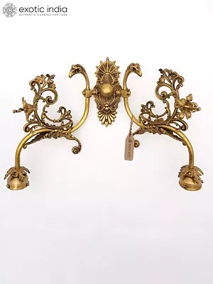 25" Designer Brass Wall Lamp Brackets - Ornate Design with Electric Bulb Provision | Home Decor