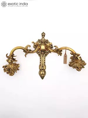 20" Elegant Brass Wall Lamp Brackets - Floral Patterns with Light Bulb Provision | Home Decor