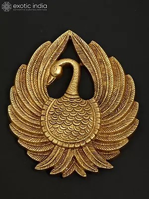 8" Peacock with Open Tail | Brass Wall Hanging Statue