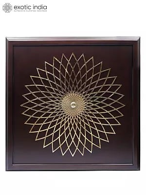 46" Large Wood Framed Mandala Art in Brass | Wall Hanging