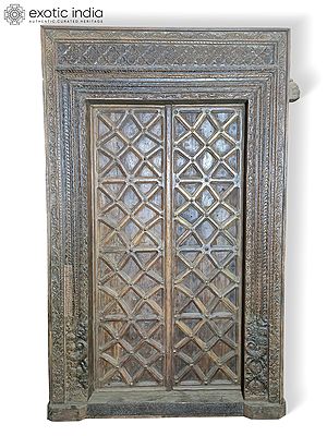 98" Traditional Hand Carved Pattern Large Wood Door For Home