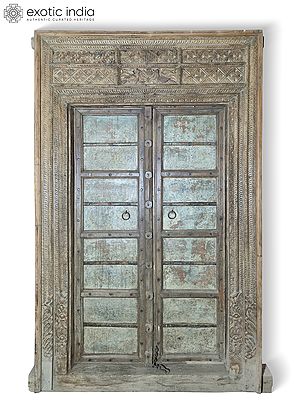 100" Vintage Style Hand Carved Indian Main Wood Door