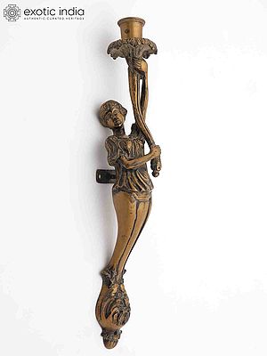 18" Wall-Mounted Brass Lady Torch Sconce | Candle Holder | Wall Decor