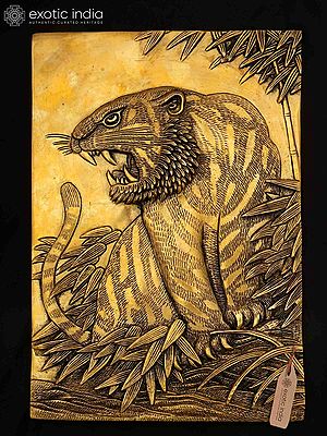 11" Majestic Tiger in The Wild | Wall Hanging Brass Statue