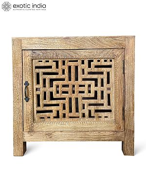 24" Old Indian Traditional Sideboard With Solid Mango Wood Cabinet