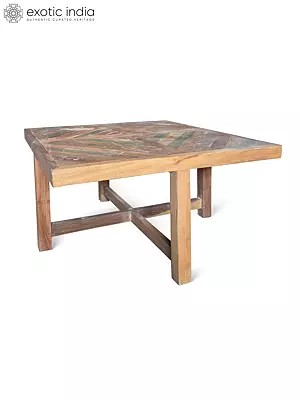 34" Traditional Design Square Coffee Table With Solid Reclaimed Wood