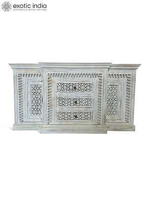 75" Large Mango Wood With Two Side Door And Chest of Three Drawer Cabinet