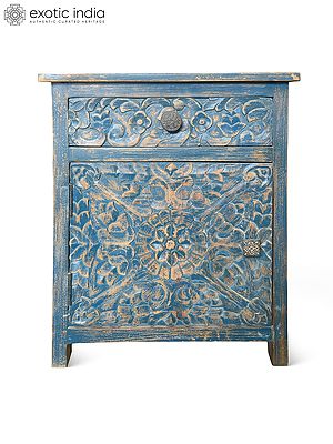 24" Vintage Wooden With Single Door And Drawer Cabinet