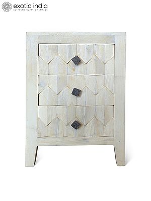 26" Zigzag Design Solid Wooden Chest of Three Drawer Cabinet