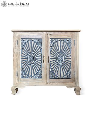 36" Vintage Design Aesthetic Look Handcrafted Teak Wood Cabinet