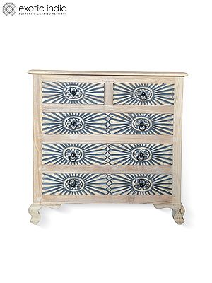 36" Vintage Design Aesthetic Look Chest of Drawers Teak Wood Cabinet