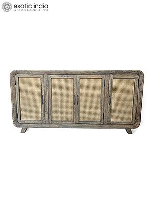 71" Large Mango Wood Aesthetic Four Door Cabinet For Home