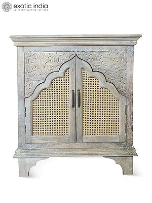 39" Indian Traditional Floral Motifs Design Wooden Cabinet