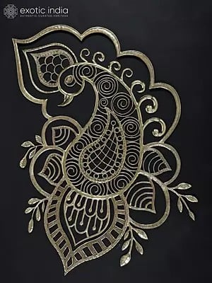 47" Large Designer Peacock Wall Art in Brass