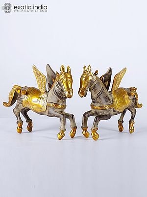 8" Pair of Unicorns | Brass Statues