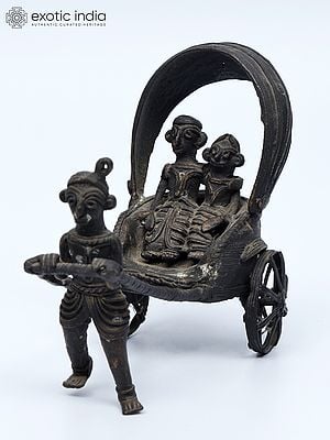 5" Human-Powered Rikshaw | Tribal Brass Statue