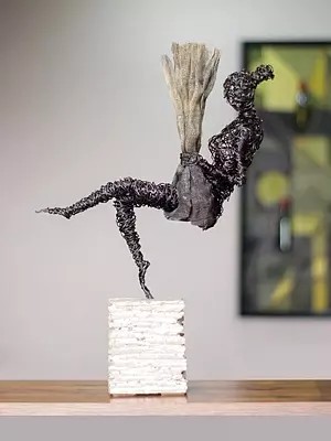 10" Woman On Swing Iron Sculpture | Handmade | Home Décor