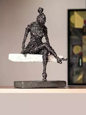 11" Waiting - Iron Wire Art | Handmade Sculpture | Table And Home Décor