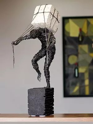 10" Hardworking Man - Iron Wire Art | Handmade Sculpture | Table And Home Décor