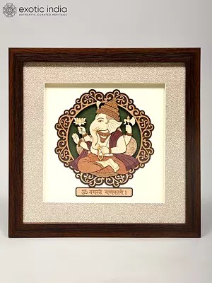 10" Bhagawan Ganesha | Wood Frame | Wall Hanging