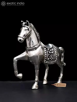 5" Small Superfine Decorative Horse Figurine | Silver Plated Brass Statue | Table Decor