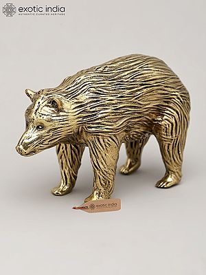 4" Small Superfine Bear Statue in Brass | Table Decor