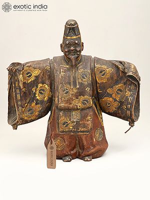 14" Japanese Noh Dancer Bronze Statue | Artistic Table Decor