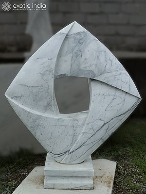 44" Art Without Limits | Modern Art Sculpture | White Marble | Hand Carved