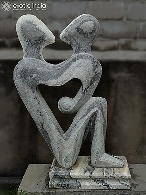 Art of Love | Abstract Modern Art Statue | Grey Stone | Hand Carved