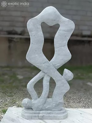 Tied by Love | Decorative Abstract Art Statue | White Marble | Hand Carved