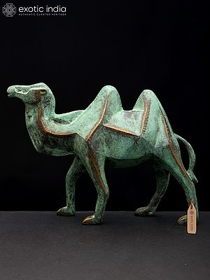 9" Stylized Brass Camel Statue | Table Decor