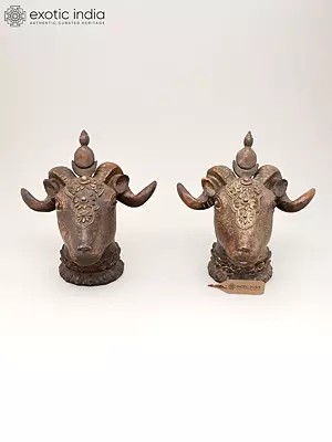 8" Decorative Sheep Heads | Set of Two | Table Decor