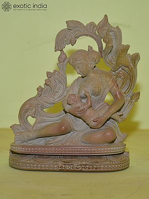 7" A Mother Feeding to her Baby | Red Stone Statue | Home Decor| Hand Carved