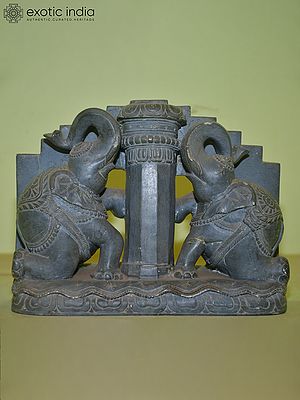 8" Twin Elephant | Green Stone Statue | Home Decor| Hand Carved