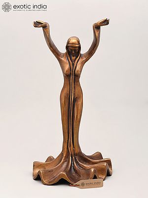 13" Divine Feminine in Prayer Pose | Handcrafted Brass Statue