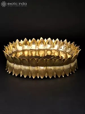20" Designer Brass Lotus Urli | Home Decor