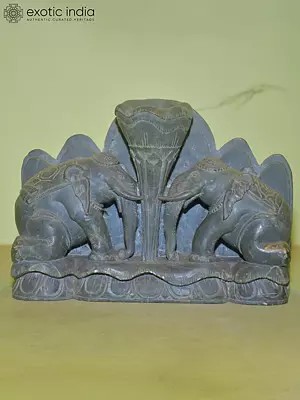 6" Twin Elephants in a Frame | Orissa Stone Statue | Hand Carved