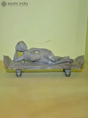 Reclining Lady: Odisha Stone Statue | Hand Carved