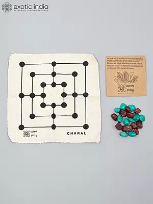 Handcrafted Charal Traditional Indian Board Game - Strategy & Alignment Play Set