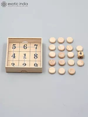 Wooden Number Board Game - Dice and Coin Strategy Play Set | Math Puzzle Game