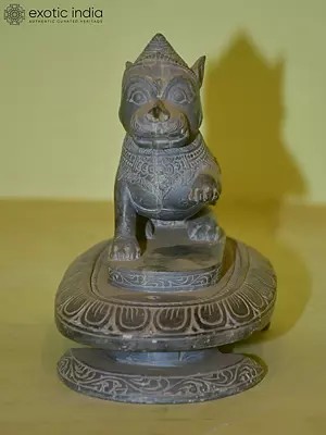 7" Standing Lion Statue | Hand Carved in Orissa Stone | Exquisite indian art